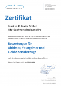 Bewertung für Oldtimer, Youngtimer und Liebhaberfahrzeuge
